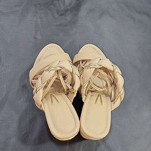 VIZZANO DOUBLE BRAIDED STRAP BAND LACE UP CLOSURE WEDGE SANDAL - Picture 4 of 16